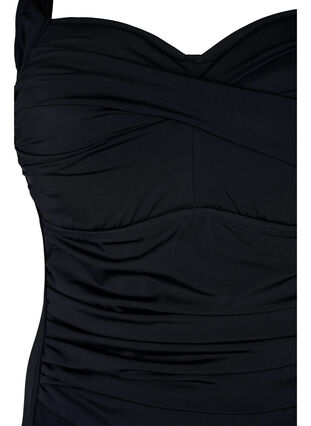 Vadderad baddräkt med draperingar, Black, Packshot image number 2