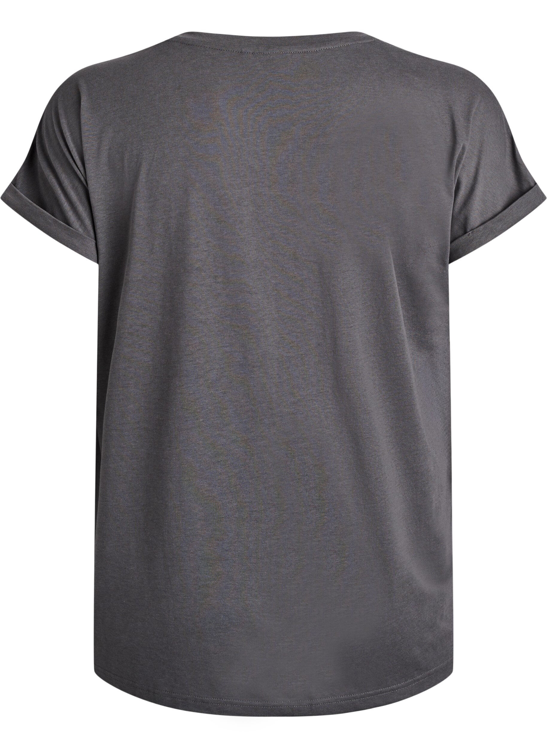 ZizziKort&auml;rmad t-shirt i bomullsmix, Gr&aring;, Packshot image number 1
