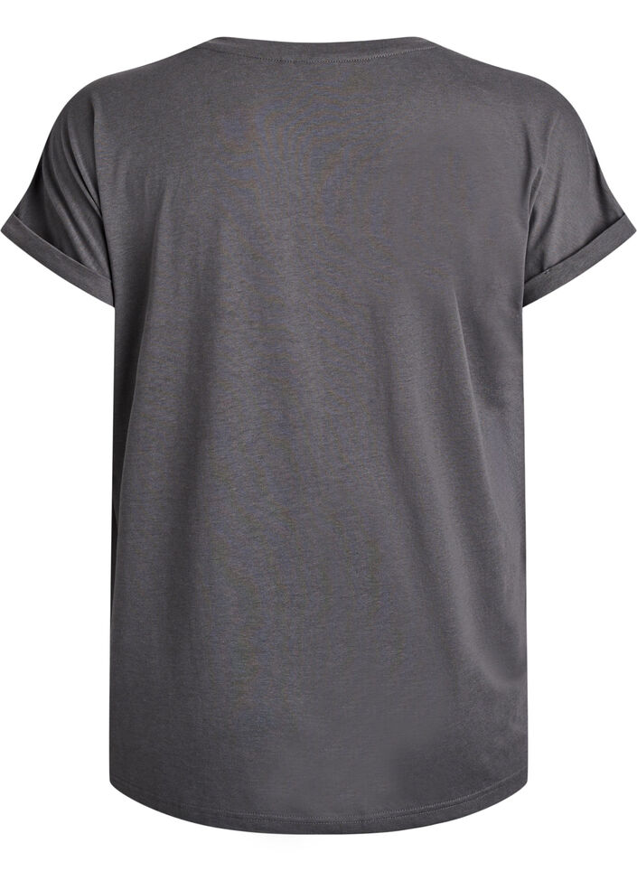 Kort&auml;rmad t-shirt i bomullsmix, Gr&aring;, Packshot image number 1