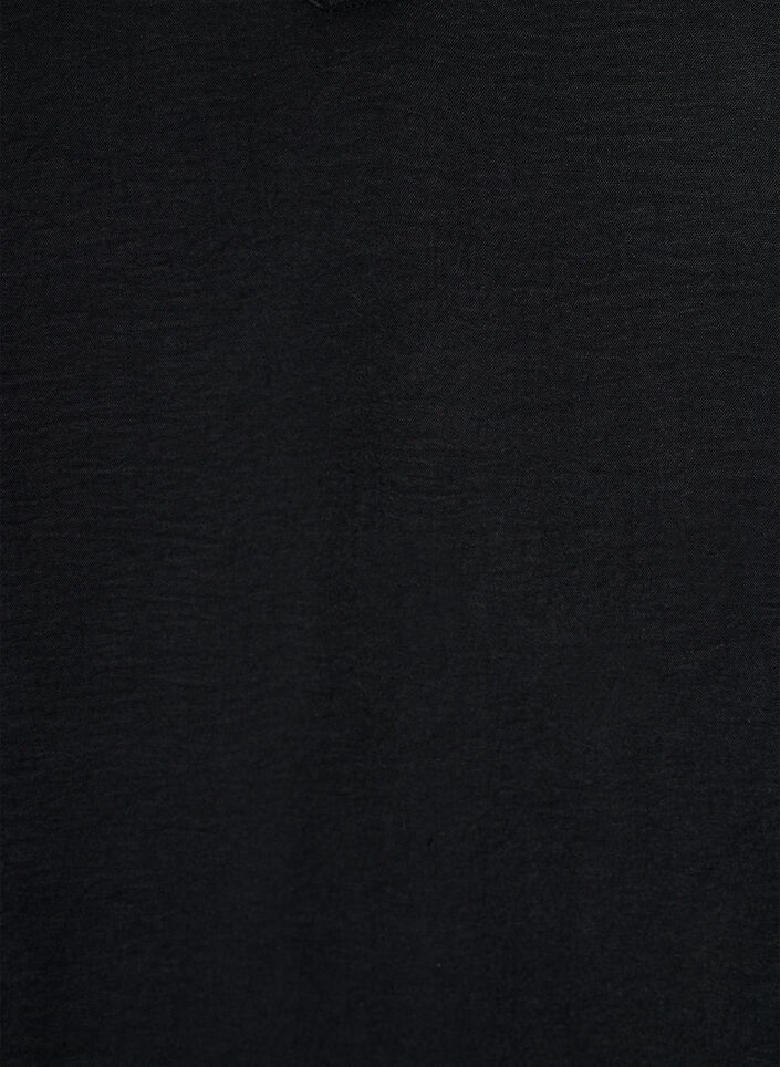 Blus med smockade manschetter och v-ringning, Svart, Packshot image number 2