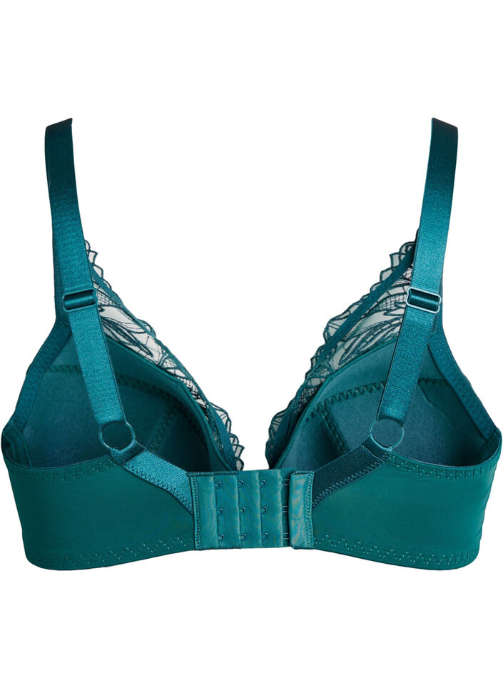 Vadderad spets-BH med bygel, Gr&ouml;n, Packshot image number 1