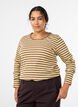Randig blus med l&aring;nga &auml;rmar, Brun, Model image number 0