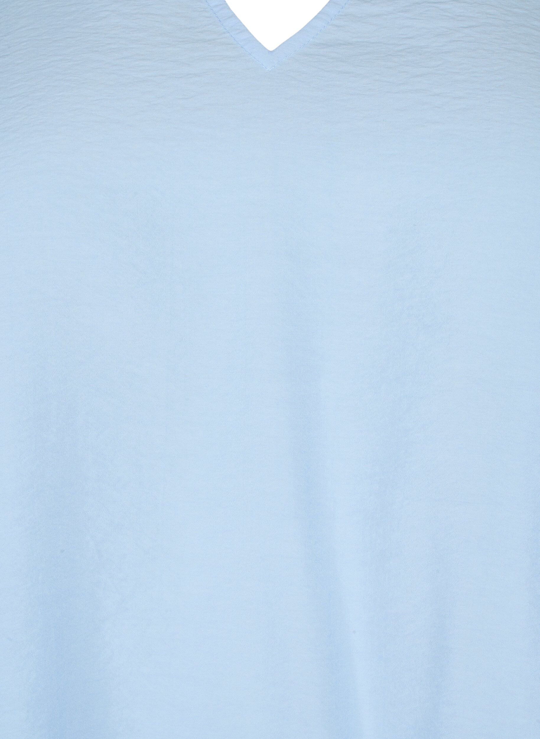 Zizzi Kort&auml;rmad viskosblus med broderi, Bl&aring;, Packshot image number 2