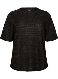 Blus med struktur och glitter, Svart