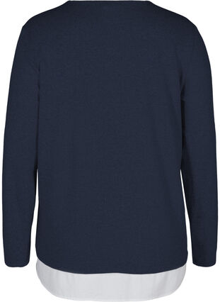 Långärmad tröja med fastsydd skjorta, Night Sky, Packshot image number 1