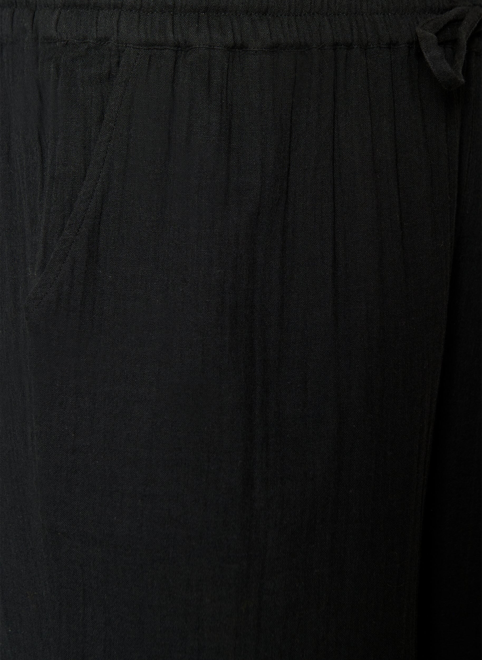 ZizziL&ouml;sa shorts i bomullsmuslin med h&ouml;g midja, Svart, Packshot image number 2