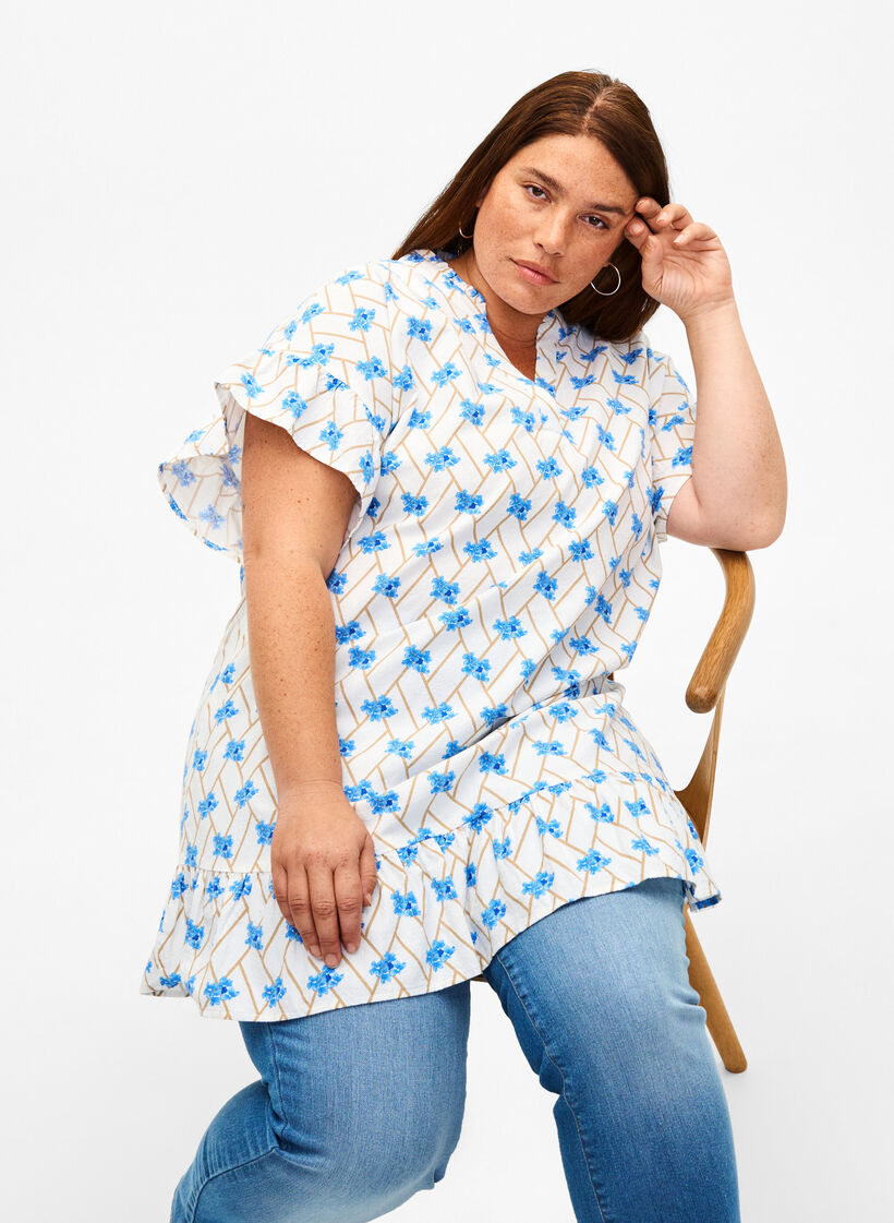 Blommig bomullstunika, Snow White Flower, Image image number 0