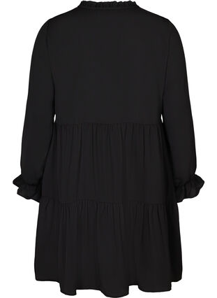 Klänning med veck knytdetalj, Black, Packshot image number 1