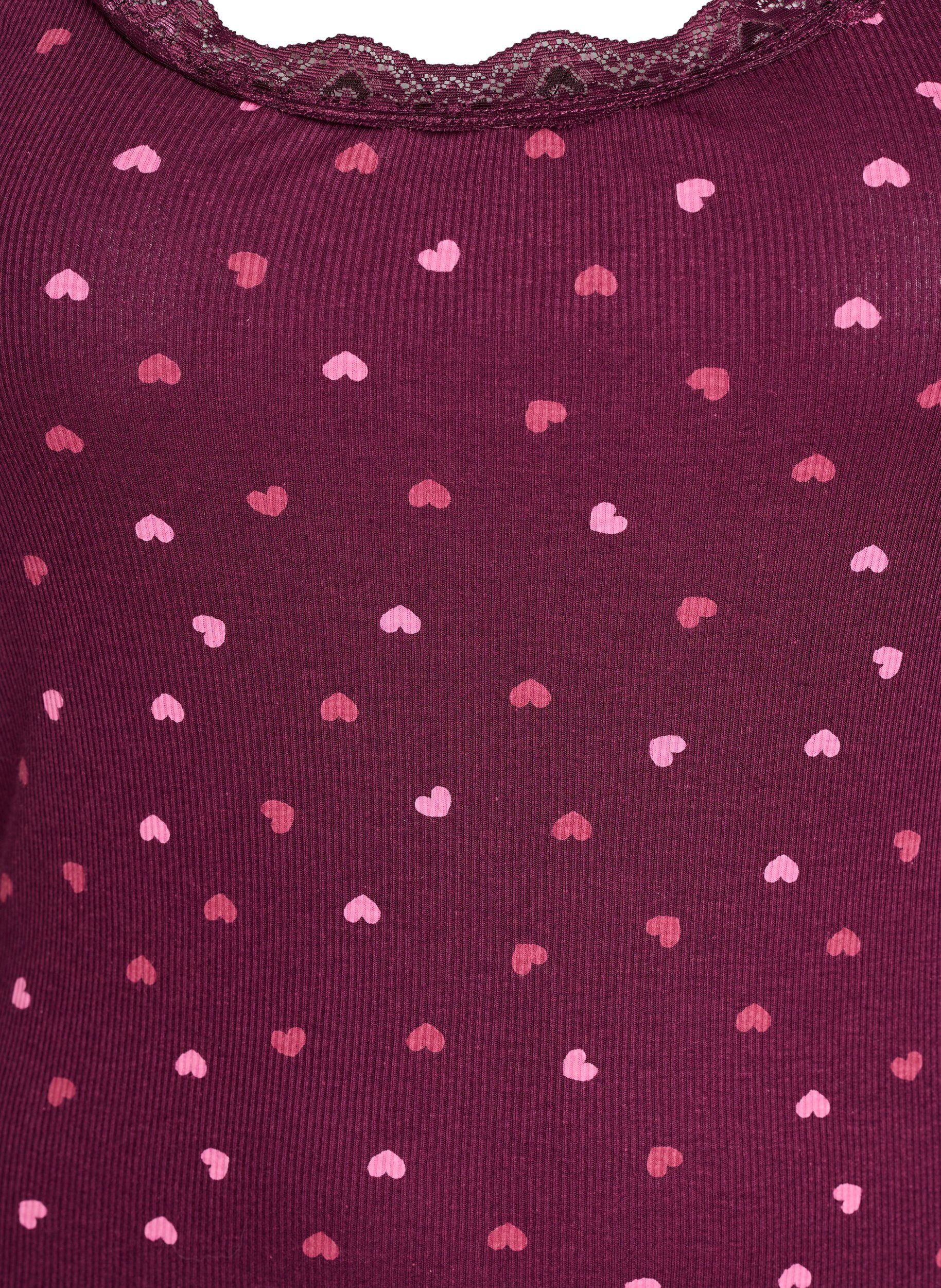 Zizzi Topp med tryck och spetskant, M&ouml;rk Bordeaux, Packshot image number 2