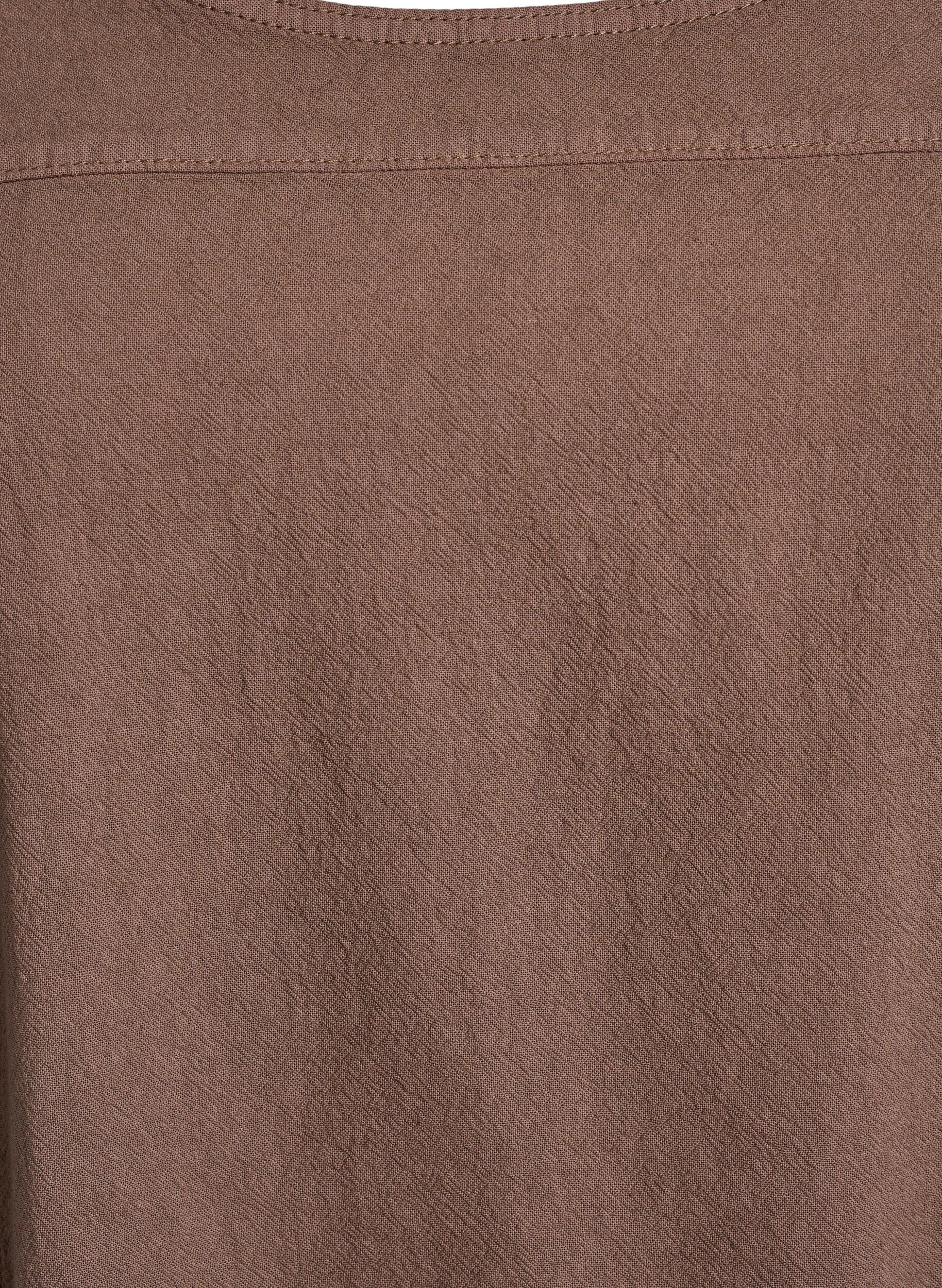 ZizziKort&auml;rmad kl&auml;nning i bomull, Brun, Packshot image number 2