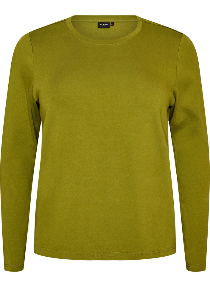 L&aring;ng&auml;rmad bas-T-shirt med rund hals, Gr&ouml;n, Packshot image number 0