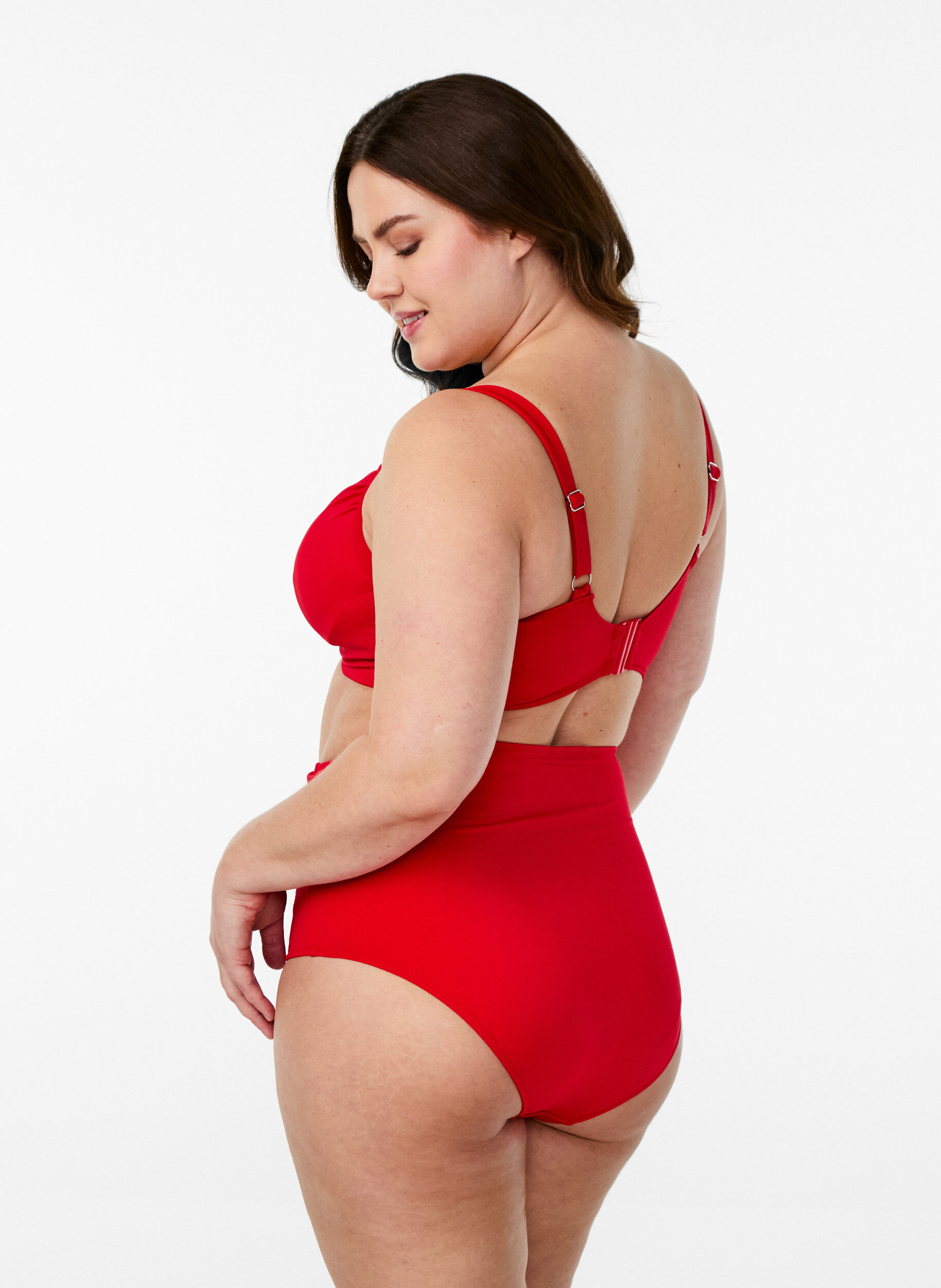 ZizziBikinitrosor med h&ouml;g midja, R&ouml;d, Model image number 1