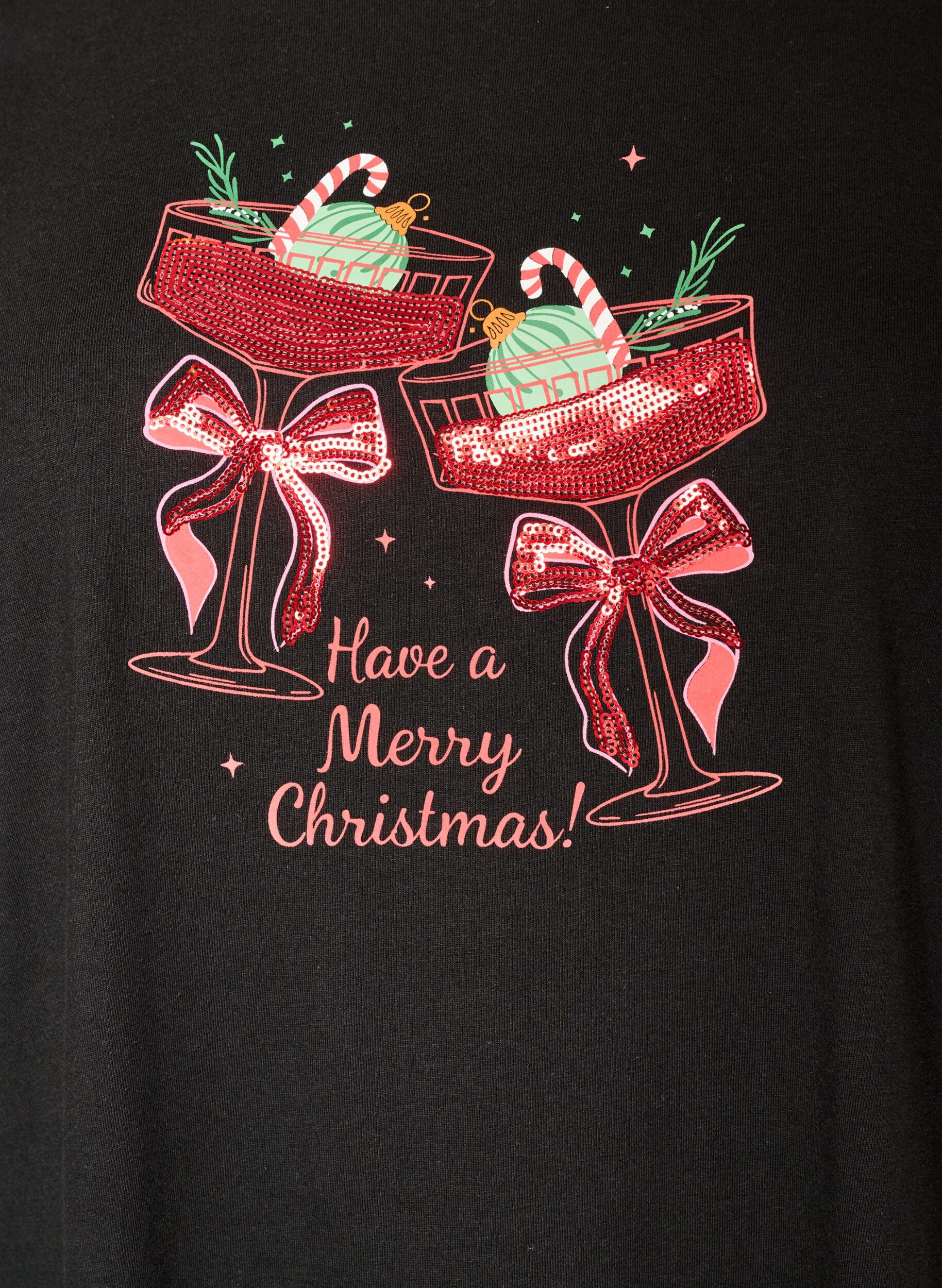 ZizziJul-t-shirt i ekologisk bomull, Svart, Packshot image number 2