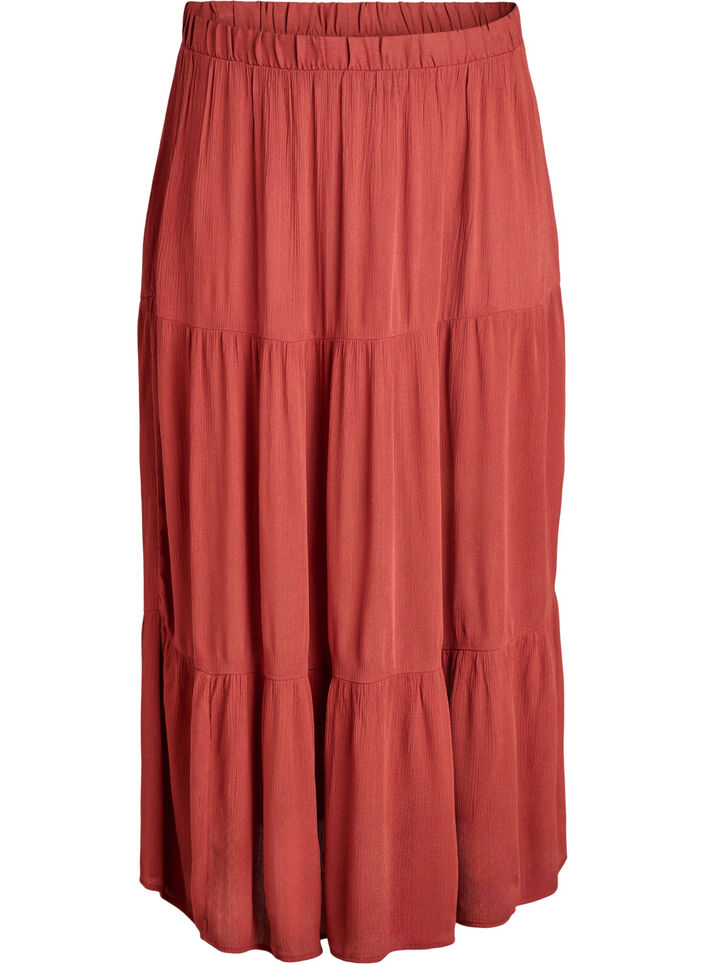 L&aring;ng kjol med res&aring;r i midjan, R&ouml;d, Packshot image number 0