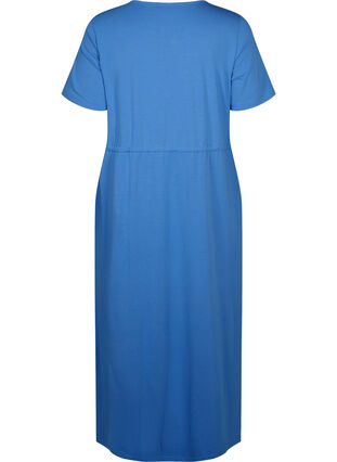 Midiklänning i bomull med korta ärmar, Marina SOLID, Packshot image number 1