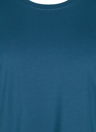 Kortärmad klänning i bomull med slits, Majolica Blue, Packshot image number 2