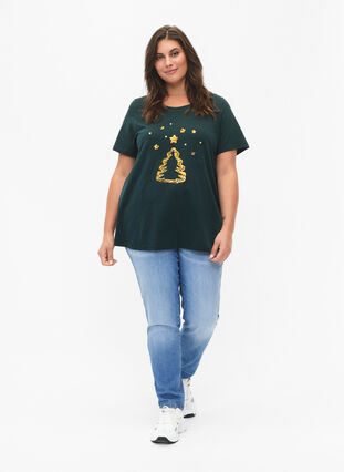 T-shirt med jultryck och paljetter, Scarab W.  Tree, Model image number 2