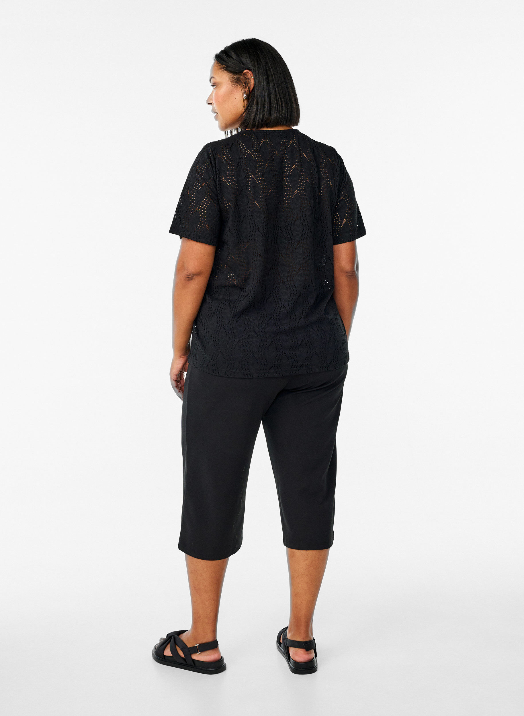 Zizzi FLASH - H&ouml;gmidjade knickers med l&ouml;s passform, Svart, Model image number 2