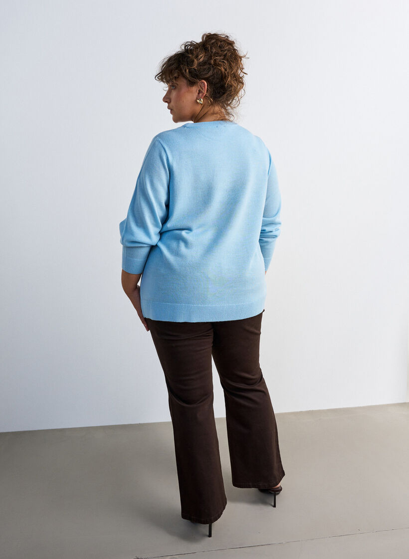 Stickad blus med julmotiv, Bl&aring;, Model image number 2
