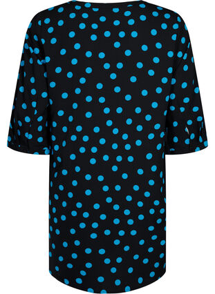 Blommönstrad tunika med trekvartsärmar, Black Blue Dot, Packshot image number 1