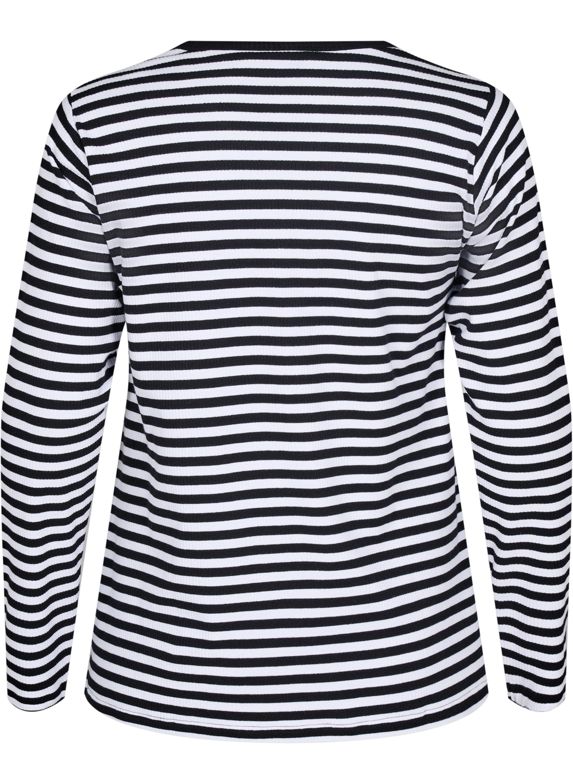 ZizziRandig blus med l&aring;nga &auml;rmar, Svart, Packshot image number 1