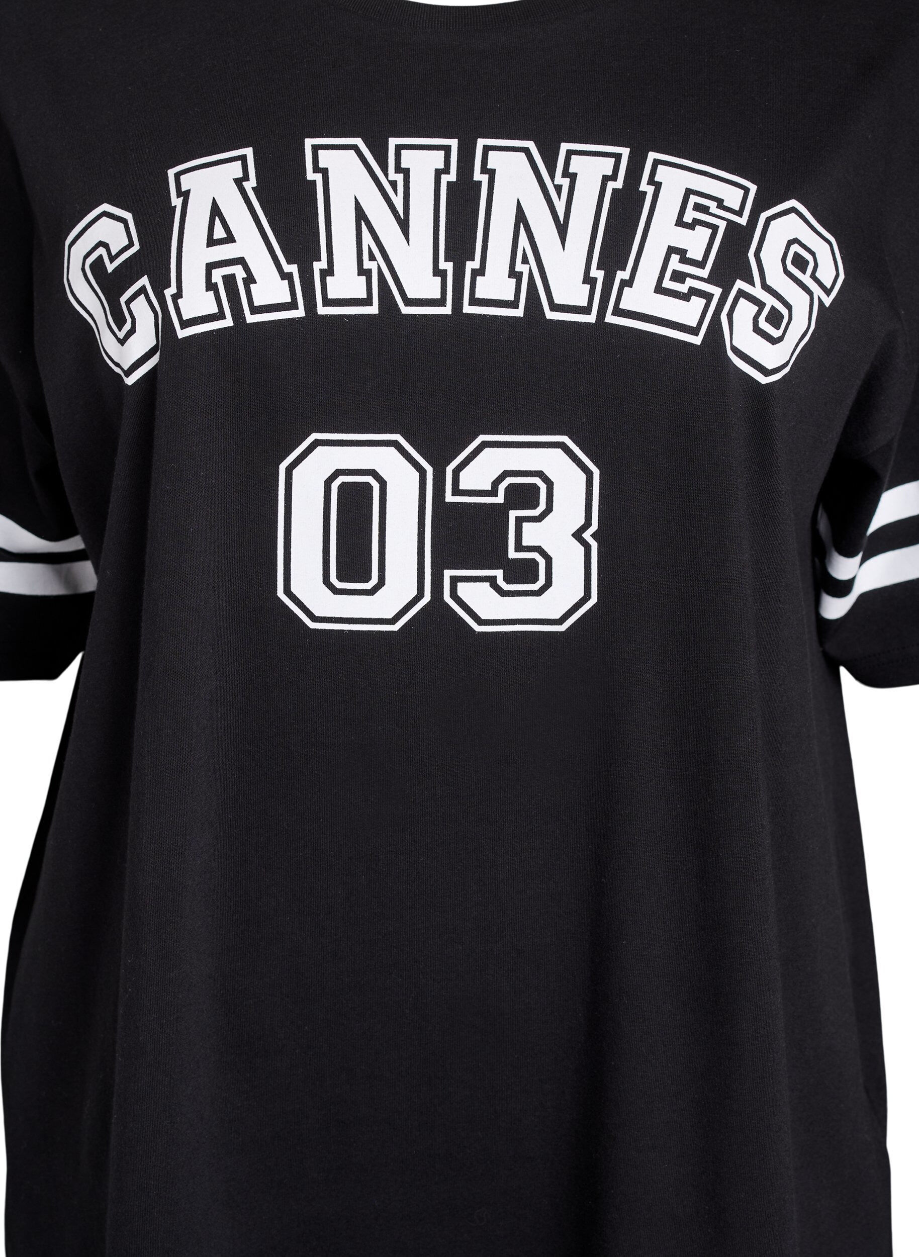 Zizzi Sportig oversized college-t-shirt, Svart, Packshot image number 2