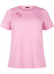 T-shirt i ekologisk bomull med rosettdetalj, Rosebloom, Packshot image number 0