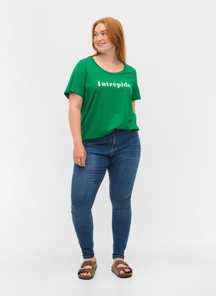 Kortärmad t-shirt i bomull med texttryck, Jolly Green, Model image number 2