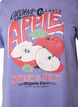 T-shirt i bomull med tryck framtill och en tv&auml;ttad look, Lila, Packshot image number 2