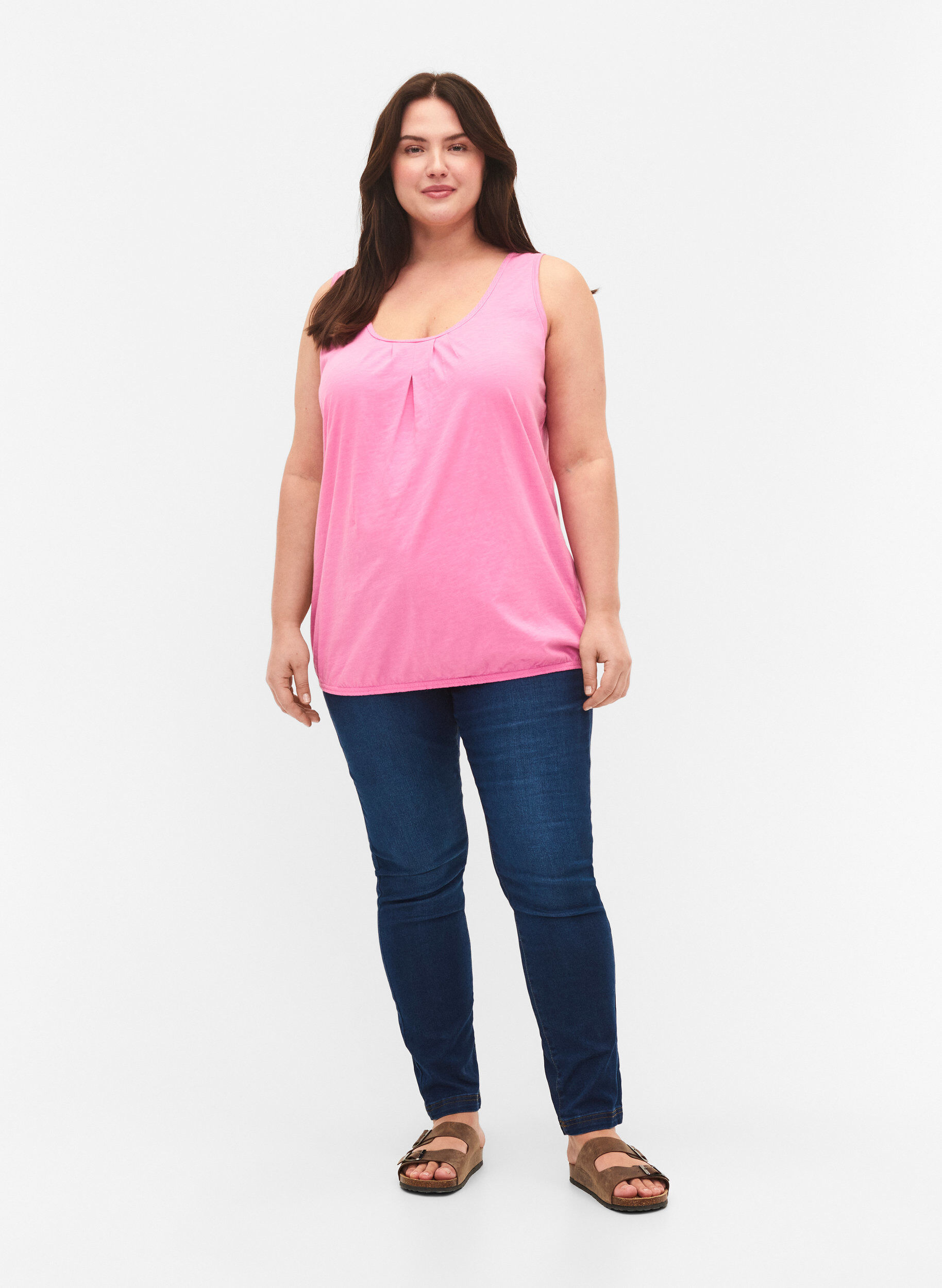 Zizzi 2-pack bomullstopp med spetskant, Rosebloom / Black, Model image number 2