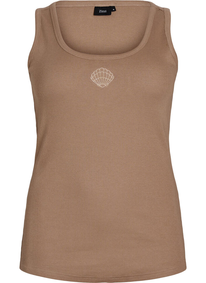 T&aring;tsittande topp med motiv, Brun, Packshot image number 0