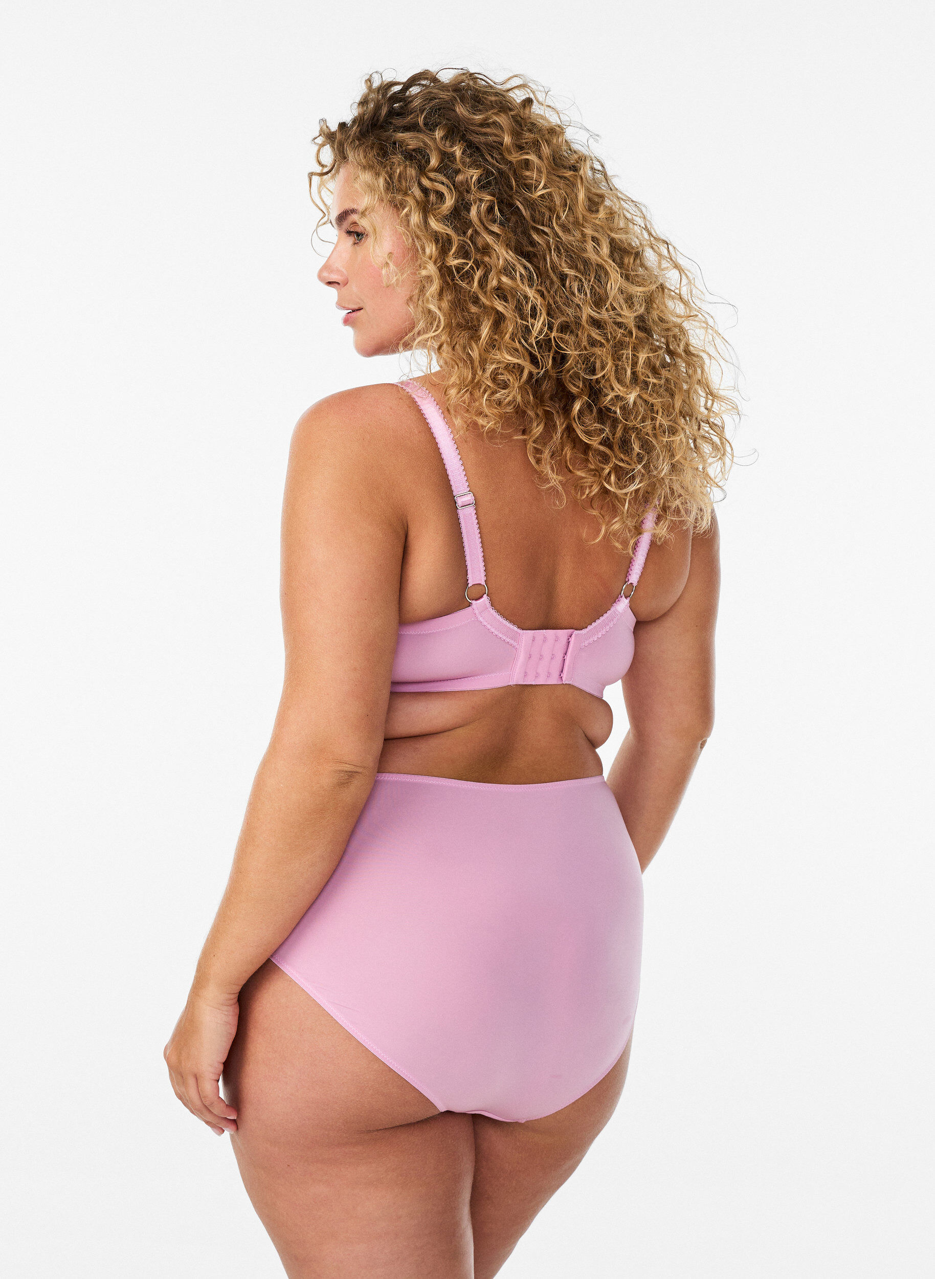 Zizzi Trosor i mikrofiber med mesh och blomsterbroderi, Rosa, Model image number 1