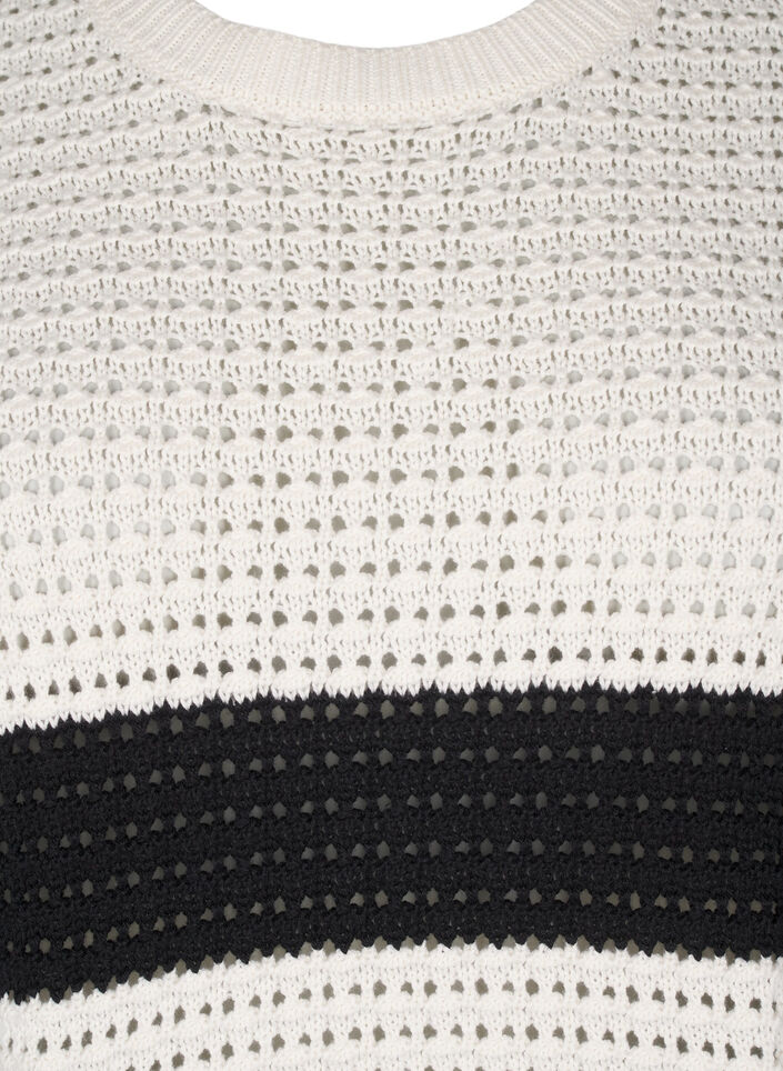 Långärmad randig stickad blus, Vanilla, Packshot image number 2