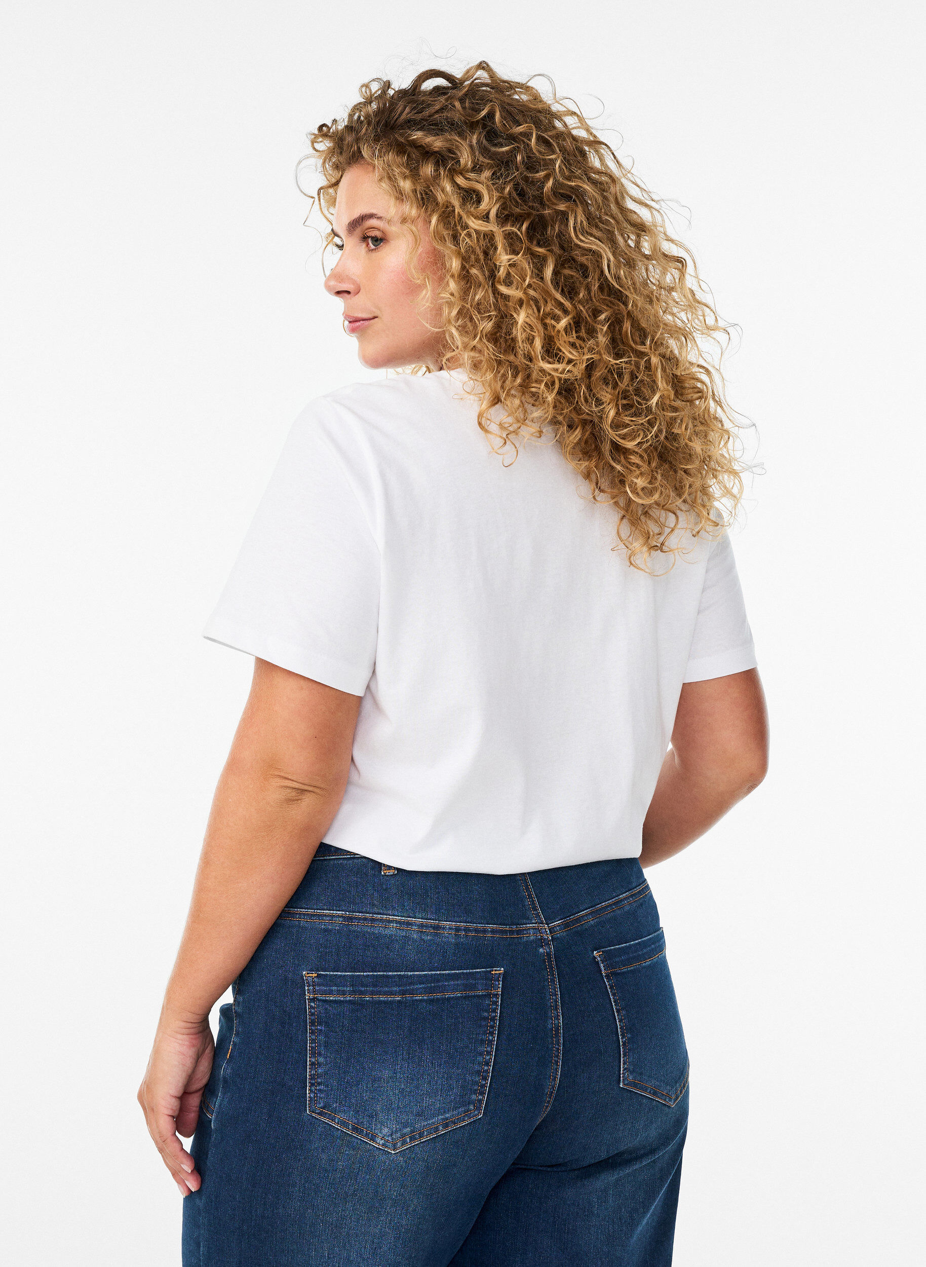 ZizziT-shirt i ekologisk bomull med citrustryck, Vit, Model image number 2