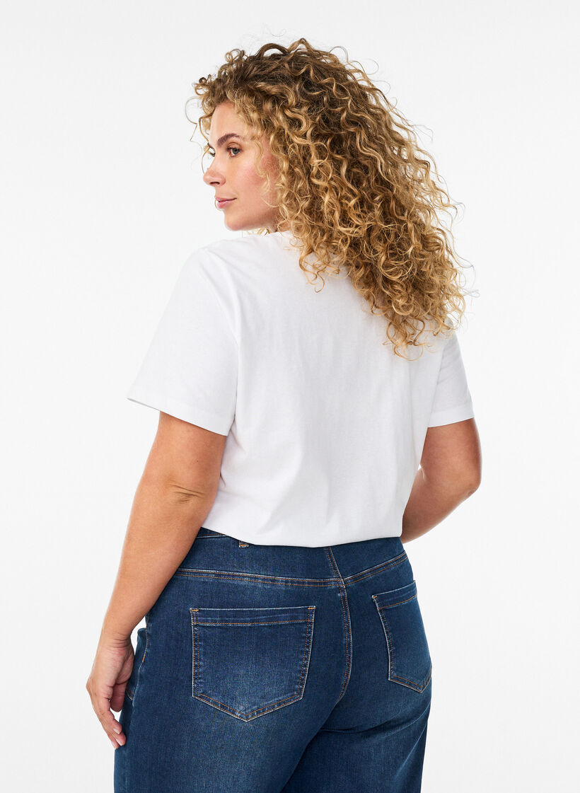 T-shirt i ekologisk bomull med citrustryck, Vit, Model image number 2