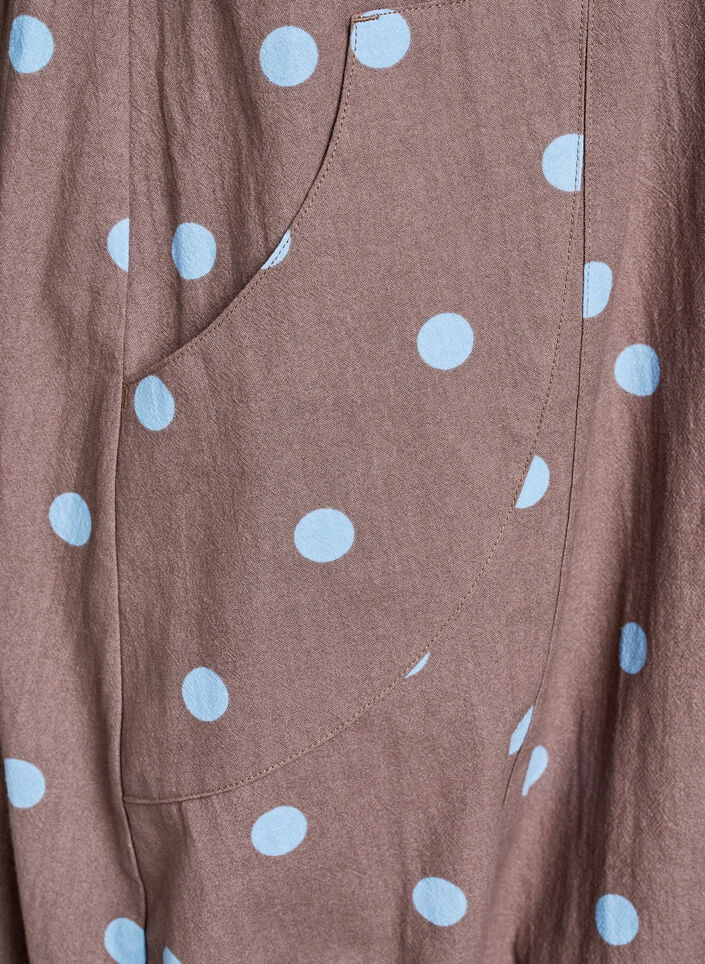 Kortärmad bomullsklänning med tryck, Blå, Packshot image number 3