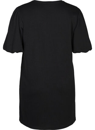 Sweatklänning med puffärmar, Black, Packshot image number 1