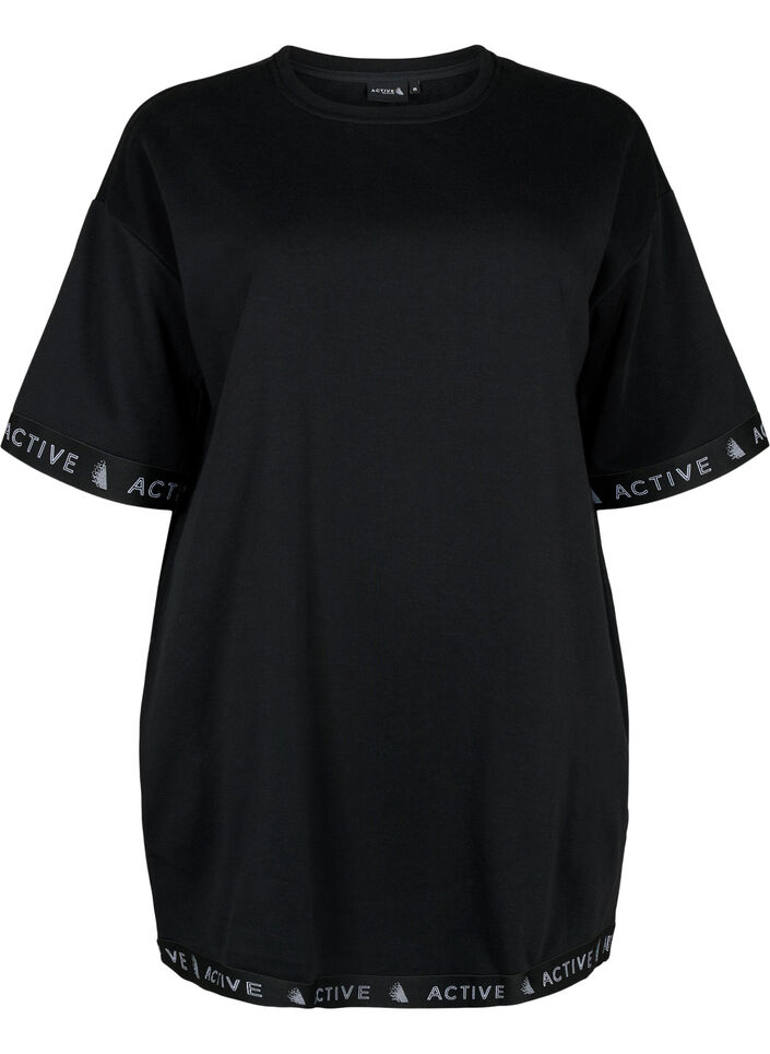 Lång sweatshirt med 1/2-ärmar, Black, Packshot image number 0