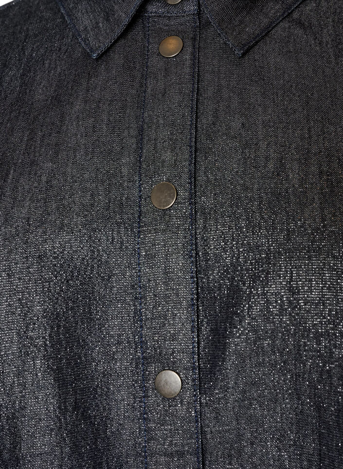 Jeansskjorta med glittertr&aring;d och 3/4-&auml;rmar, Gr&aring;, Packshot image number 2