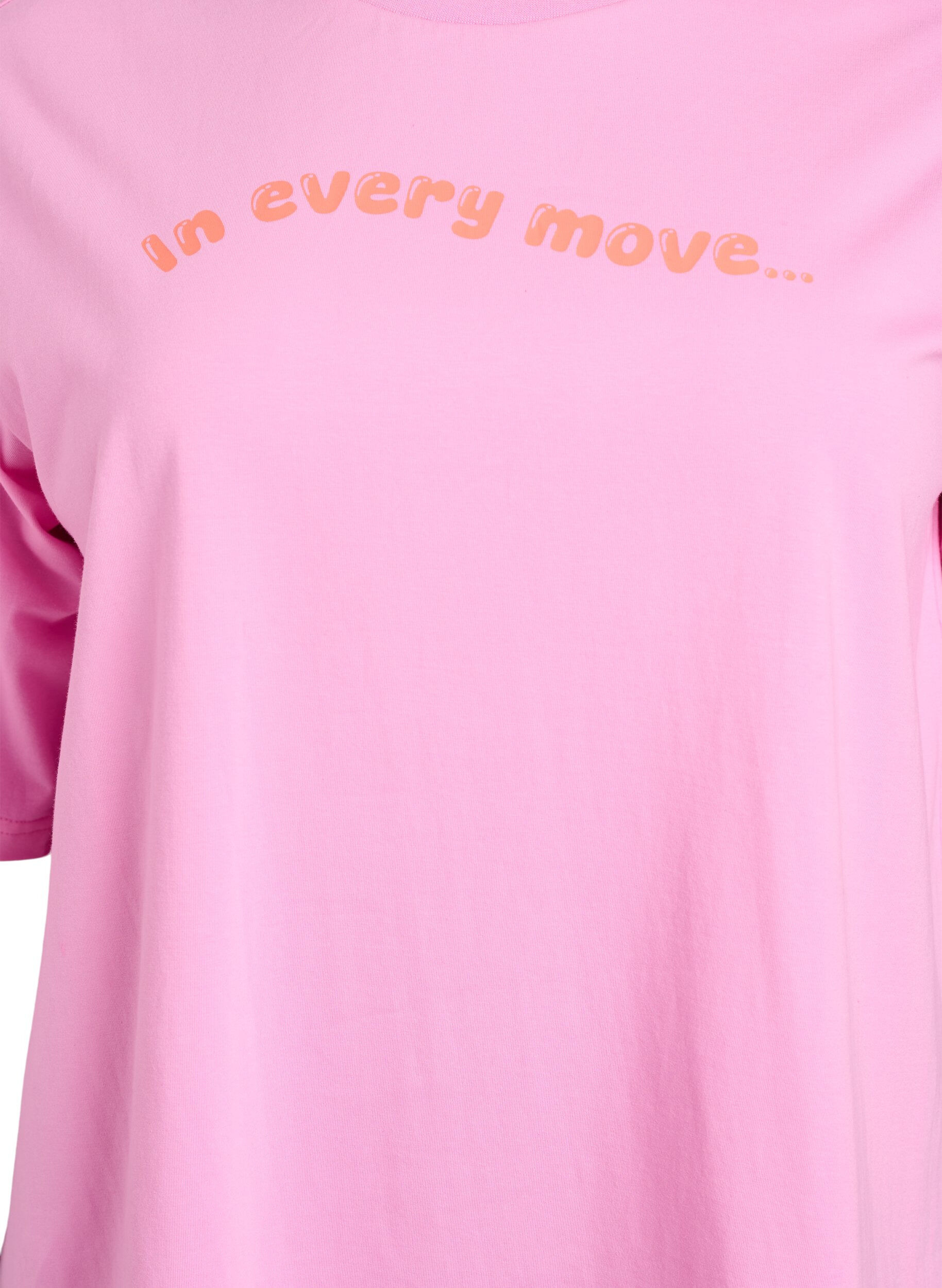 ZizziSportig t-shirt i ekologisk bomull, Rosa, Packshot image number 2