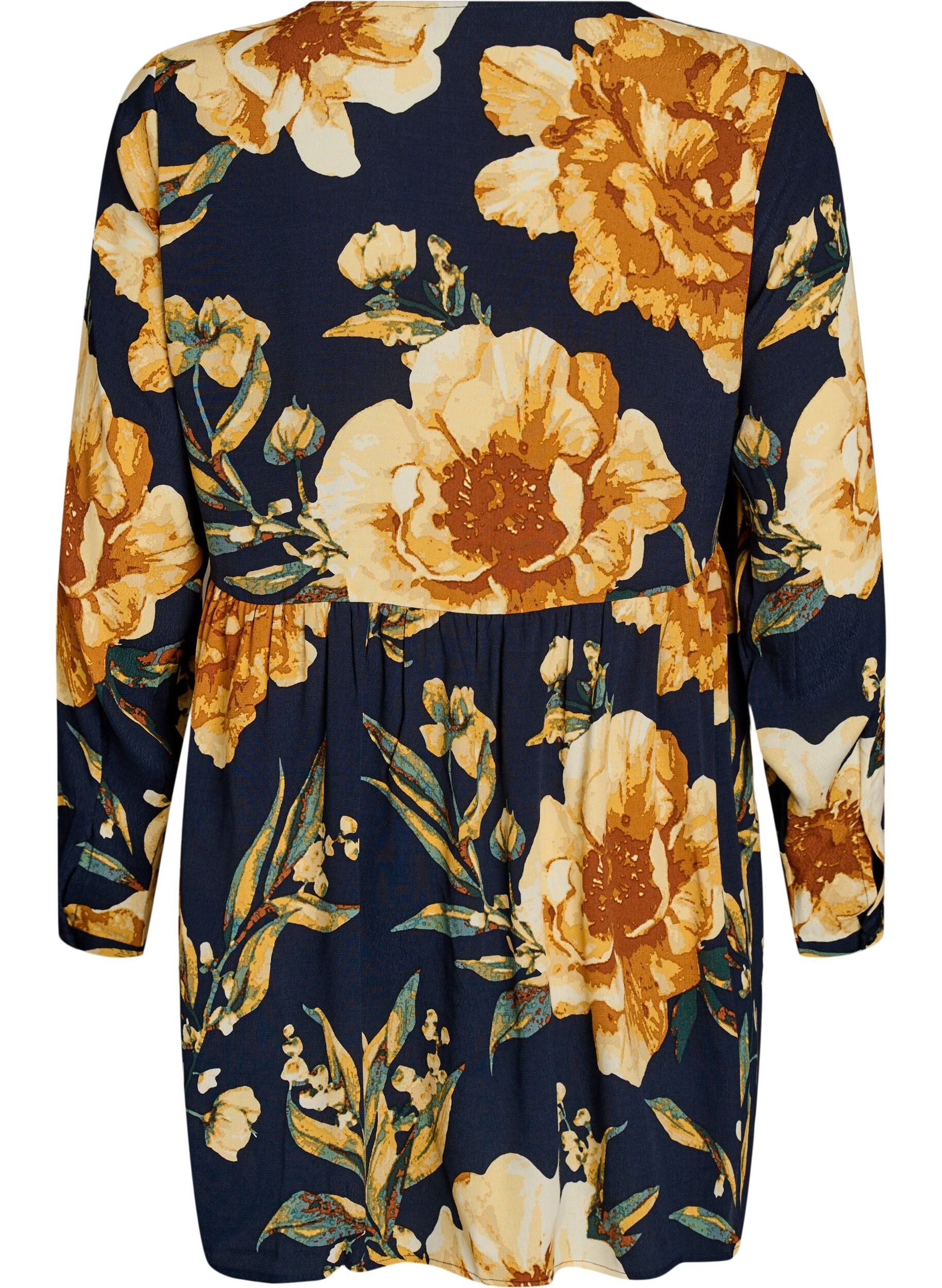 Zizzi L&aring;ng&auml;rmad tunika med sk&auml;rning, Bl&aring;, Packshot image number 1