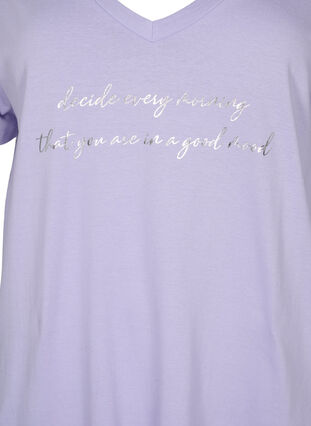 Organisk bomull nattklänning med V-hals , Lavender Decide, Packshot image number 2