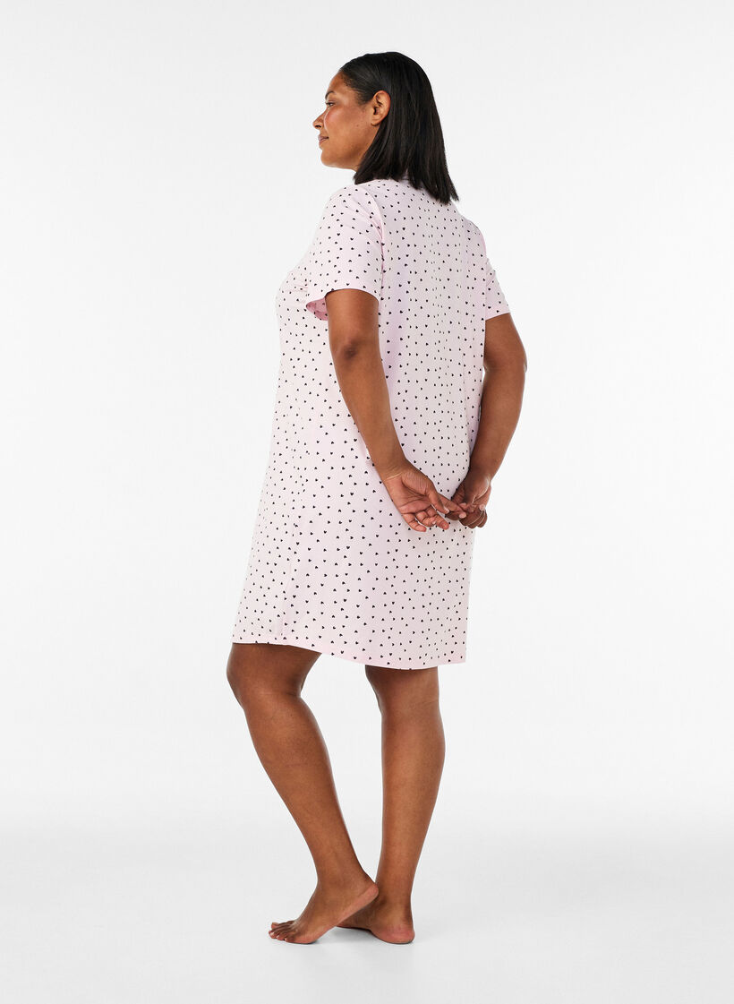 Nattlinne i bomull med kn&auml;ppning, Rosa, Model image number 2