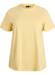 Enkel t-shirt i bomull med rund halsringning, Gul