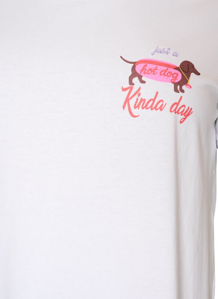 T-shirt i bomull med tryck p&aring; br&ouml;stet, Vit, Packshot image number 2