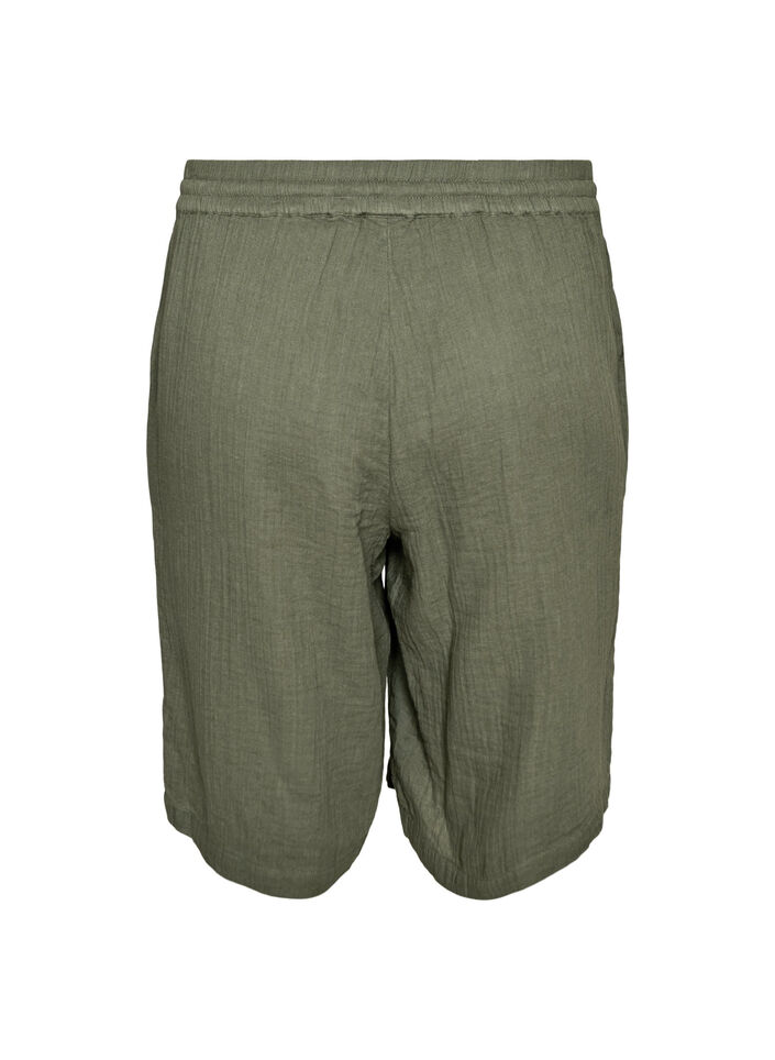 L&ouml;sa shorts i bomullsmuslin med h&ouml;g midja, Gr&ouml;n, Packshot image number 1