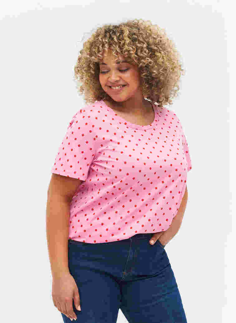 Prickig t-shirt i bomull, Prism Pink W. Dot, Model image number 0