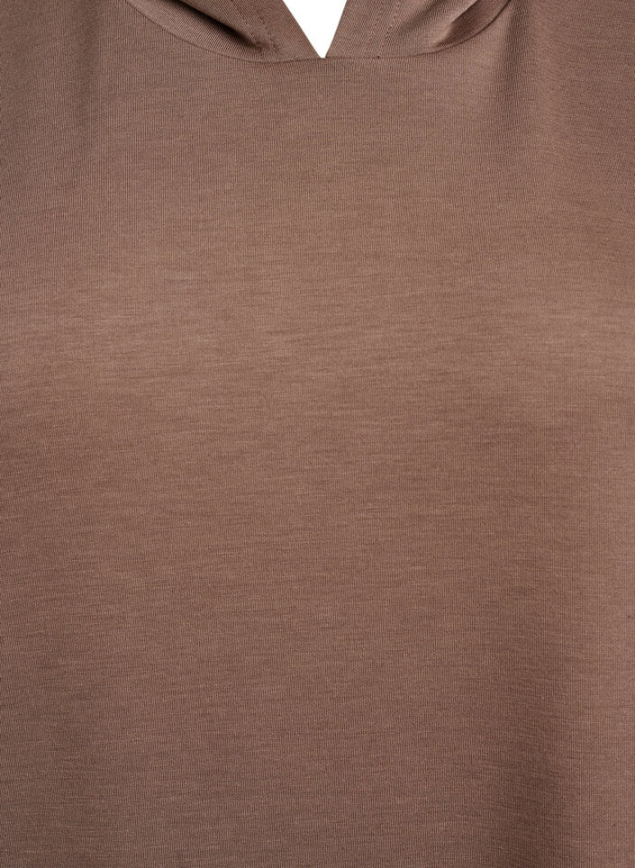 Kortärmad sweatshirtklänning i modalmix, Brun, Packshot image number 2
