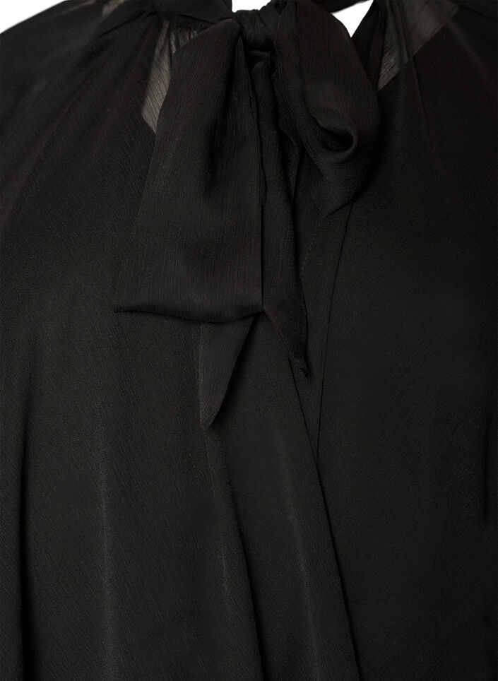 &Auml;rml&ouml;s kl&auml;nning med cape i chiffong, Svart, Packshot image number 2