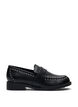 Wide fit - Loafers i läder med nitar, Svart, Packshot image number 0